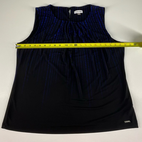 Calvin Klein Womens Black and Blue Spotted Patterned Business Casual Blouse | 1X - Picture 5 of 10